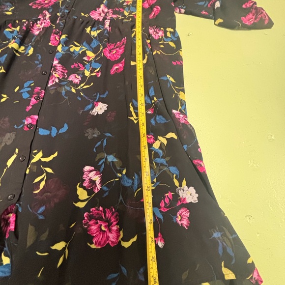 Torrid Size 2 Black Floral Sheer Button Front High Low Dress - Picture 10 of 11